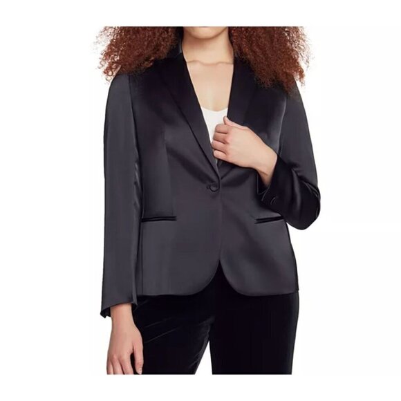 New Anne Klein Women's Size 14 One-Button Peak-Lapel Blazer Black - Picture 1 of 13